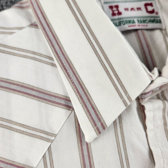 H Bar C Ranchwear Arco 1018 USA Western Pearl Snap Short Sleeve Striped Size 17 - Picture 8 of 16